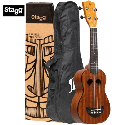 Stagg US-TIKI EH Tiki Series Soprano Sapele Top Ukulele w/ Black Padded Gig Bag - Image 1 of 3