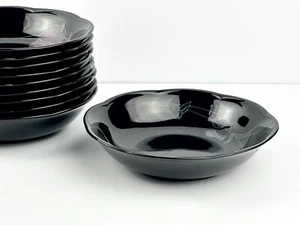 10 Mikasa Rondo Tango 7" Black Coupe Soup Cereal Bowls-Purple Pink Floral - Picture 1 of 17