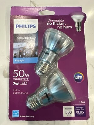 Philips 50W/7W LED Dimmable LED Flood Light Bulb Daylight 2-Pk - Image 1 of 2