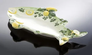 BASSANO Fischplatte in Fischform grün Ausgefallene italienische Keramik 56x36  - Bild 1 von 1