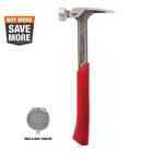 22 Oz. Milled Face Framing Hammer, Shock Shield Grip and Handle, Anti-Ring Claw