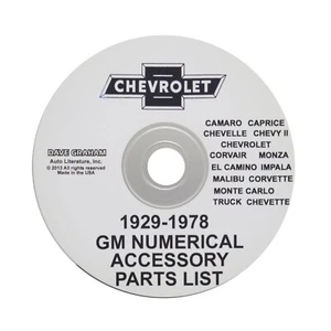 Chevrolet GM 1929-1978 libro de accesorios numéricos en CD 675325 - Imagen 1 de 1