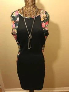 SHINESTAR - VESTIDO SIN MANGAS NEGRO FLORAL - L - Imagen 1 de 5