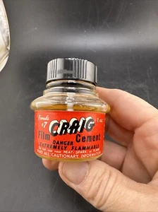 VTG EMPTY CAMERA FILM CEMENT GLASS BOTTLE CRAIG BRAND #7 PAPER LABEL Full📦 - Picture 1 of 6