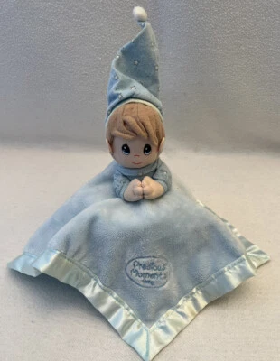 PRECIOUS MOMENTS Manta de Seguridad Azul Lovey Niño Oración Noche Gorra Bebé 12” Foto 1 de 4