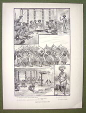 FIJI ISLANDS Scenes from Life of Natives - 1858 Antique Print