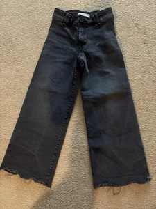 Zara Girls High Waist Wide Leg Black Denim Cargo Jeans Size 8 & Leggings - Picture 1 of 3