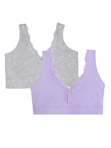 Women's Full Coverage Wireless Cotton Bralette, Lilac Whisper/Grey Heather - Picture 1 of 4