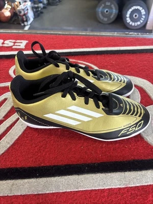 Adidas Messi F50 League Junior Turf Soccer Shoes Gold IG9277 Youth 3.5 - Image 1 of 4