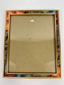 Vintage Colorful Photo Frame Gold Trim Overall 8.75 x 10.75" Inside 9.5 x 7.5" - Picture 1 of 11