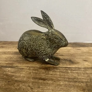 Vintage Brass Etched Rabbit Bunny Figurine / Statue / Paperweight - Picture 1 of 5