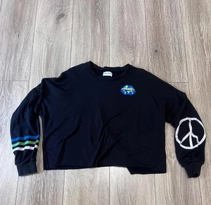 Lee World Peace Lips - Lauren Moshi Black Peace Graphic Sweatshirt, Black, Large - Picture 1 of 9