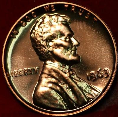 Uncirculated Red Proof 1963 Philadelphia Mint Lincoln Memorial Cent - Image 1 of 2