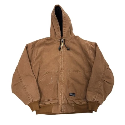 Vintage Walls Work Wear Brown Duck Canvas Hooded Lined Work Jacket Mens LT - Image 1 of 4