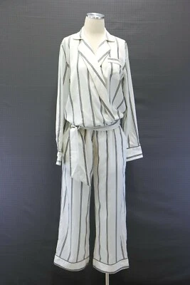 NUEVO CON ETIQUETAS $2425 Mono Brunello Cucinelli 100% Seda Satén Rayas con Cuentas Talla M A176 Foto 1 de 4