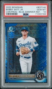 Bobby Witt Jr 2022 Bowman Chrome Prospects Blue Shimmer /150 PSA 10 GEM MINT