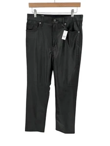 Gap Cheeky Straight Sky High Faux Leather Pants Black Size 30/10R Pockets NWT - Picture 1 of 11