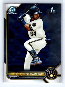 2022 Bowman Felix Valerio 1st Chrome #BCP-128 Brewers - Picture 1 of 2