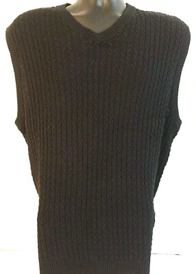 Colete suéter de malha TURNBURY masculino tamanho grande preto gola V algodão merino  - Imagem 1 de 4