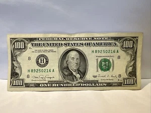 Series 1990 US One Hundred Dollar Bill $100 St. Louis H 89250216 A ~ small face - Picture 1 of 3