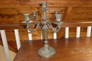 Vintage ITALIAN SOLID BRASS VICTORIAN CANDELABRA Heavy 4.5lb 14" 4-arm 5-candle - Picture 1 of 6