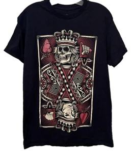 DOM Brand King Of Spades Skeleton Men's Lg Black Graphic Tee T-Shirt All Cotton - Picture 1 of 3
