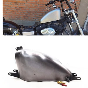 8L Handmade Silver Petrol Gas Fuel Tank W/ Cap For Harley Dyna 1999-2003 2000 01 - Picture 1 of 7