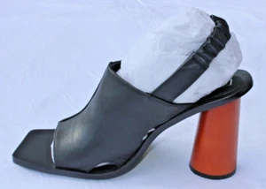 NEW SOL SANA ELLA 4" ROUND WOOD BLOCK HEEL DRESS SANDALS BLACK US SIZES 6 & 8 - Picture 1 of 8