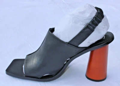 NUEVAS SANDALIAS DE VESTIR SOL SANA ELLA 4" TACÓN BLOQUE MADERA REDONDO NEGRAS TALLAS EE. UU. 6 Y 8 Foto 1 de 4