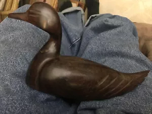 Bali Indonesia - Legno Massello Scuro - Anatra Intagliata a Mano - 9”x5”x3” - Arte - Scultura - Foto 1 di 5