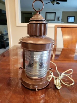 Vintage  Nautical Ship Lantern Bubble Glass Lamp Light Fixture Working  - Image 1 of 4