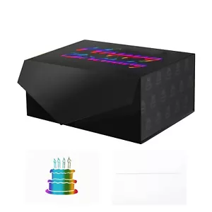 HAPPY POTATO Large Black Gift Box with Lid and Ribbon 13.5x9x4.1 Inches, Groo... - Picture 1 of 6