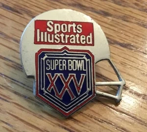 1991   SUPER BOWL XXV 1991 SPORTS ILLUSTRATED  GIANTS BILLS Press Media Pin - Picture 1 of 1