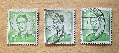 Lote de 3 estampillas de Bélgica Rey Belgie/Belique Baudouin verde 3F 1958-1972 usadas Foto 1 de 3