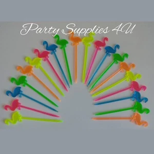 20x Reusable Colourful Flamingo Party Picks Cocktail stick/BBQ/Birthday/Bar/Food - Picture 1 of 2