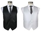 Mens High Quality Pin Stripe Pinstripe Vest Waistcoat Wedding Tuxedo Black White