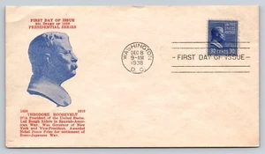 FDC 30 Cent Stamp of 1938 Presidential Series Prexie Theodore Roosevelt Cachet - Picture 1 of 2
