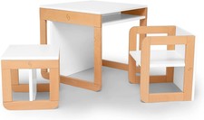 Skiddoü Bambini Sedia Legno MOB MULTIFUNZIONE UNIVERSALE Mobili-Set 8in1 Bianco