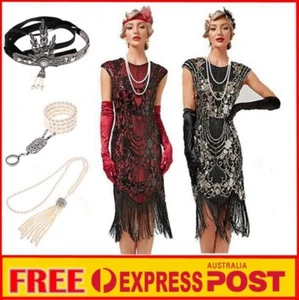 Women 1920s Vintage Great Gatsby Gold Ladies Flapper Costume Sequins Party Dress - Picture 1 of 73