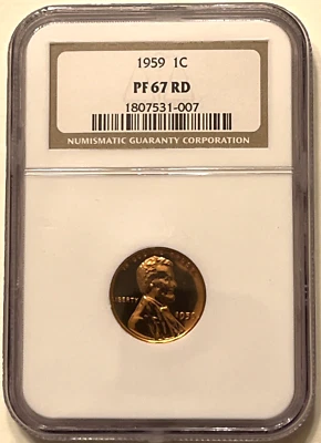 Super High Grade 1959 P NGC 1C PROOF PF67RD Red Fiery Gem Lincoln Memorial Cent - Image 1 of 4