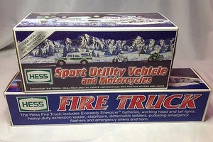 HESS 2000 Fire Truck & 40th Anniversary Sport Utility Vehicle + Motorcycle Lot  - Picture 1 of 8