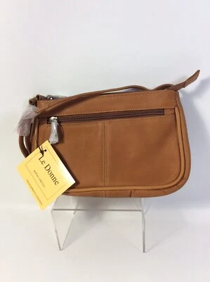 Кожаная сумка через плечо Le Donne желтовато-коричневый стиль Birch Bay LD9130TAN новая с ценниками 9 1/2 дюйма X 6 1/2 дюйма - Изображение 1 из 4