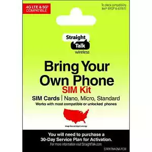 Straight Talk SIM Card Verizon, T-Mobile, 4G LTE & 5G Plus-No Talk time, Prepaid - Picture 1 of 6