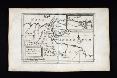 1732 年赫尔曼莫尔地图 古非洲迦太基布匿战争 朱利叶斯 凯撒 突尼斯 埃及 — 第 1/4 张图片