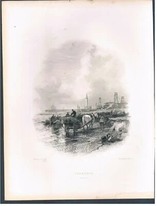 GRABADO DE ACERO PESCADOR YARMOUTH NORFOLK C1842 - Imagen 1 de 1