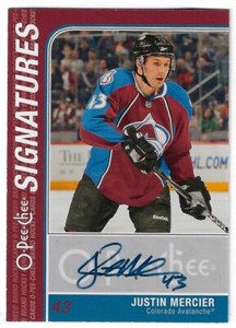 2011-12 O-Pee-Chee Signatures Autograph Justin Mercier #OS-JM (12)