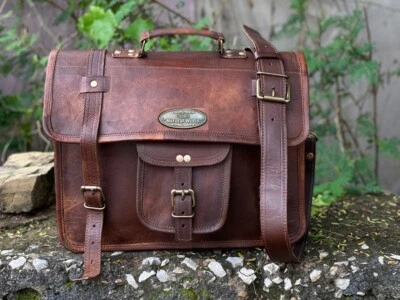 Borsa a tracolla in pelle originale messenger 15" valigetta per laptop da uomo - Immagine 1 di 4