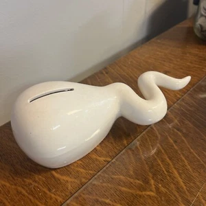 Vintage 1981 David Page THE SPERM BANK White Ceramic Novelty Gag Gift Piggy Bank - Picture 1 of 6