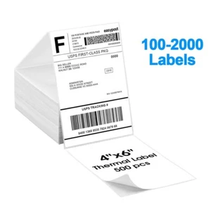 2000 Fanfold 4x6 Thermal Shipping Labels Mailing Address For Zebra Rollo Printer - Picture 1 of 6