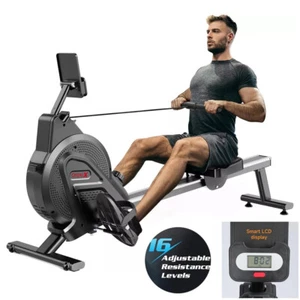 Magnetic Rowing Machine Rower Adjustable 16 Levels Fitness w/LCD Digital Monitor - Picture 1 of 9